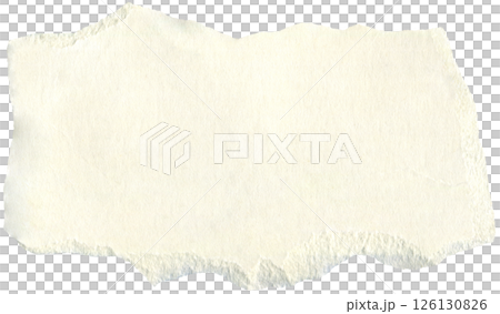 Beige torn paper scrap. Vintage pale, ivory, cream cardboard piece. Realistic paper texture. Background for DIY projects, scrapbooking and collage. 126130826