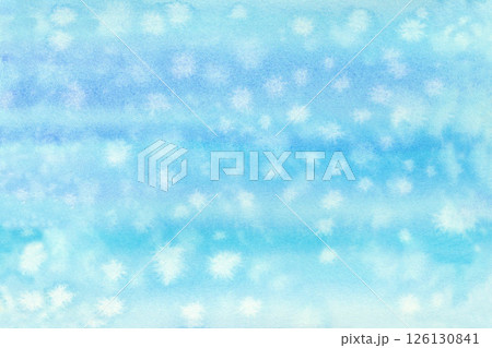 Dreamy soft blue and white gradient background with snowflake-like stars. Watercolor template illustration for Christmas, winter design, holiday card, children's book, invitation, or calming wallpaper Dreamy soft blue and white gradient background with snowflake-like stars. Watercolor template illustration for Christmas, winter design, holiday card, children's book, invitation, or calming wallpaper 126130841