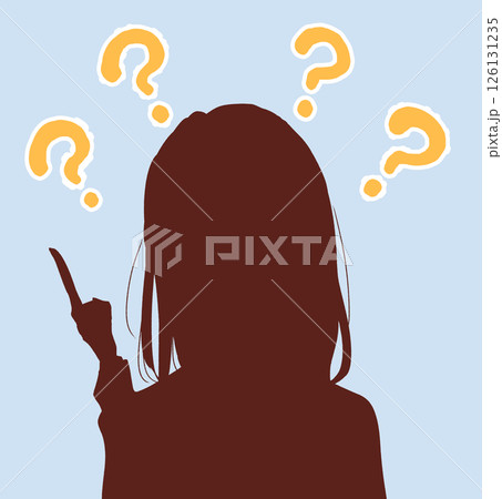 疑問がある女性 指さし シルエット 疑問がある女性 指さし シルエット 126131235