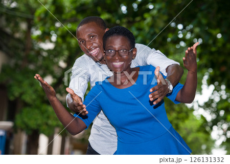 portrait of young african couple, happy. 126131332