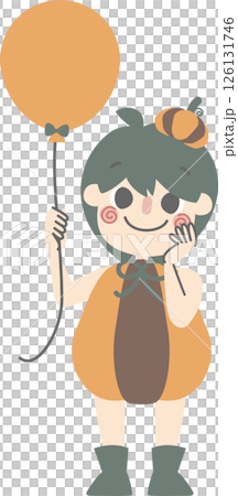 happy halloween holiday festival with boy wearing pumpkin costume, flat png illustration cartoon character design 126131746