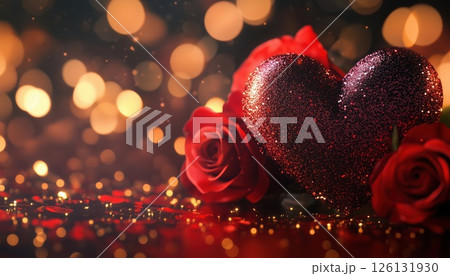 Luxurious Valentine'S Day With Heart In Realistic Gift Box 126131930