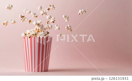 Flying Popcorn Frame With Copy Space On White Background 126131931