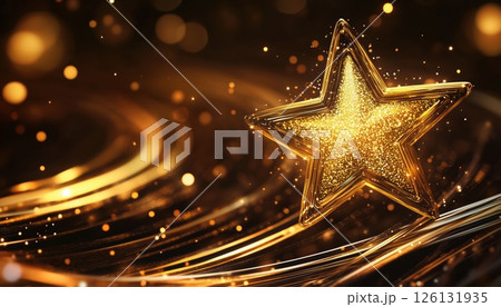 Golden Star And Abstract Light Trails 126131935