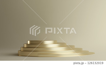 Gold Product With Geometric Shapes And Pedestal Empty On Five Floors 126132019
