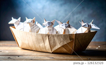 origami paper package on white background origami paper package on white background 126132320