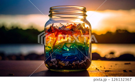 dried flowers in glass vase 126132367