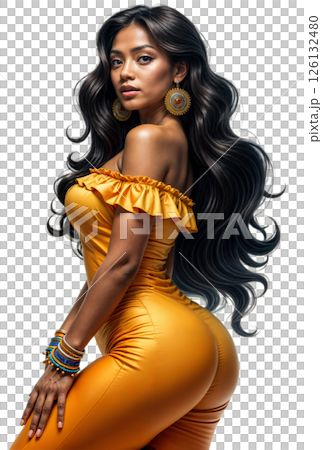 Portrait of a girl in a yellow jumpsuit Portrait of a girl in a yellow jumpsuit 126132480