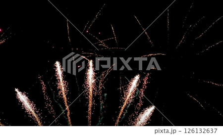 Fireworks on the dark sky background. Abstract colored firework. fireworks light up the night sky. fireworks display at night Fireworks on the dark sky background. Abstract colored firework. fireworks light up the night sky. fireworks display at night 126132637