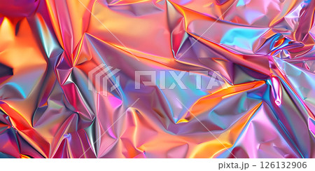 Holographic Foil Abstract Background, Futuristic Holographic Foil Design Template - Ai Generated 126132906