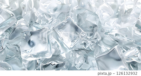 Ice Cubes in Clear Background, Clear Ice Cubes Background - Ai Generated 126132932