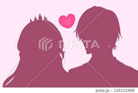 両想いの王子様とお姫様イメージ　シルエット 126132998