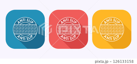 Anti slip icon design illustration. Non slip safety icon, Slip prevention sign symbol in shadow button design 126133158