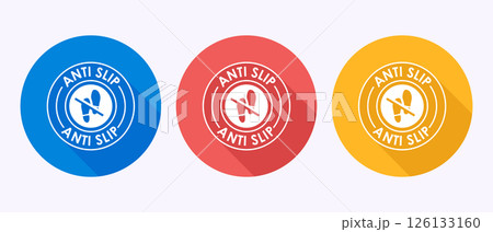 Anti slip icon design illustration. Non slip safety icon, Slip prevention sign symbol in shadow button design 126133160