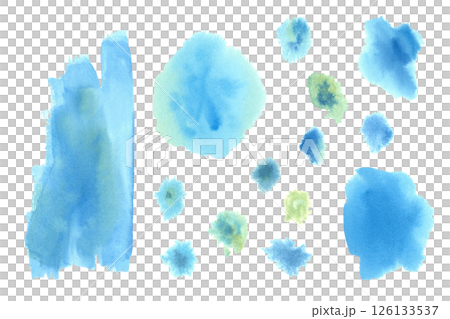 Set of blue spot silhouettes in different shades and shapes. Watercolor hand drawn templates for nautical themed designs, children's books, educational materials, decor, wrapping paper, label, banner Set of blue spot silhouettes in different shades and shapes. Watercolor hand drawn templates for nautical themed designs, children's books, educational materials, decor, wrapping paper, label, banner 126133537