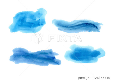 Set of blue spot silhouettes in different shades and shapes. Watercolor hand drawn templates for nautical themed designs, children's books, educational materials, decor, wrapping paper, label, banner Set of blue spot silhouettes in different shades and shapes. Watercolor hand drawn templates for nautical themed designs, children's books, educational materials, decor, wrapping paper, label, banner 126133540