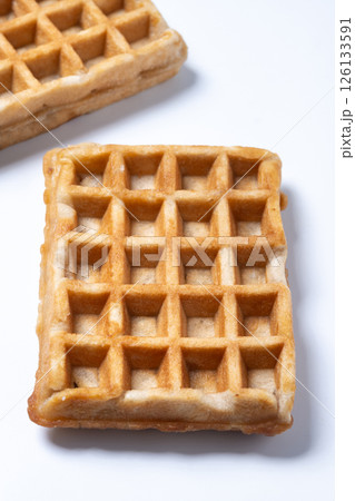 Belgian Waffles isolated on white background 126133591
