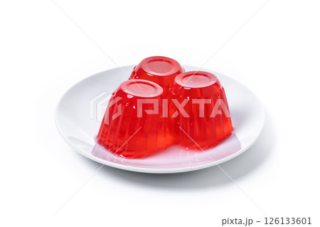 Fresh strawberry jelly isolated on white background 126133601