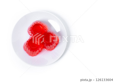 Fresh strawberry jelly isolated on white background 126133604