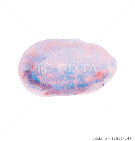 Watercolor illustration of a smooth sea stone in soft pastel tones of pink, blue and lilac. Resembles a pebble from the beach or underwater world. Great for marine themes, crafts, children s projects. 126134147