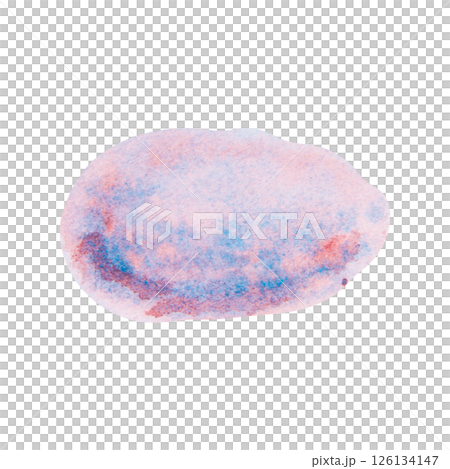 Watercolor illustration of a smooth sea stone in soft pastel tones of pink, blue and lilac. Resembles a pebble from the beach or underwater world. Great for marine themes, crafts, children s projects. 126134147
