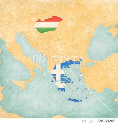 Map of Balkans - Greece and Hungary Map of Balkans - Greece and Hungary 126134207