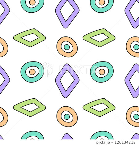 Colorful Geometric Pattern with Diamonds and Circles Colorful Geometric Pattern with Diamonds and Circles 126134218