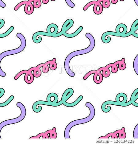 Playful Colorful Doodle Pattern with Swirls Playful Colorful Doodle Pattern with Swirls 126134228