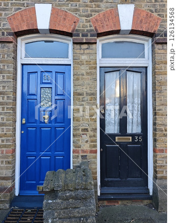 colorful wooden window in old house colorful wooden window in old house 126134568