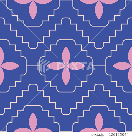 Simple modern line abstract ethnic seamless pattern. Trendy colored floral vector background. Simple modern line abstract ethnic seamless pattern. Trendy colored floral vector background. 126135044