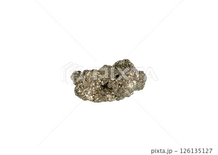 pyrite mineral stone macro on white background 126135127
