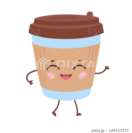 Cute takeaway coffee cup 126135373