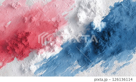 Abstract watercolor art design with red blue white gradient pattern. Dynamic brush strokes in vibrant colors. Artistic wallpaper illustration. Creative background for web, print, decor 126136114