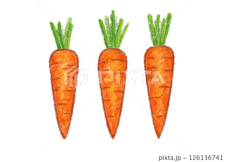 クレヨン風 ニンジン3本セットのイラスト 126136741