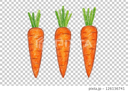 クレヨン風 ニンジン3本セットのイラスト 126136741