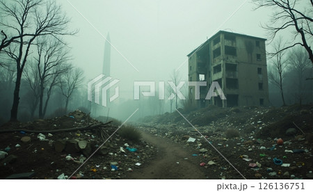 Wasteland Monument Through Mist 126136751