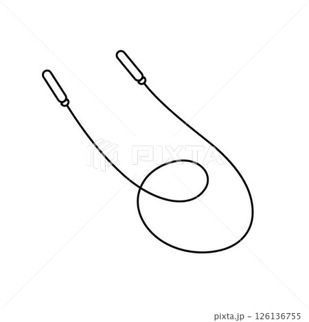 Skipping rope with curved handles and a flexible cord simple outline vector illustration, for fitness, exercise, sports-themed designs, icons, workout guides, and health-related creative projects Skipping rope with curved handles and a flexible cord simple outline vector illustration, for fitness, exercise, sports-themed designs, icons, workout guides, and health-related creative projects 126136755