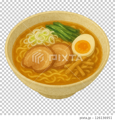 醬油拉麵的水彩風格插圖 126136951