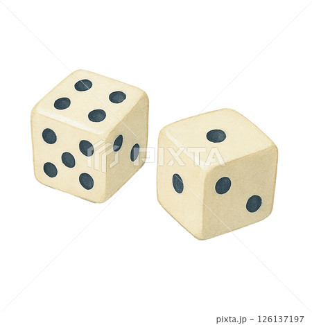 水彩風 サイコロのイラスト 126137197