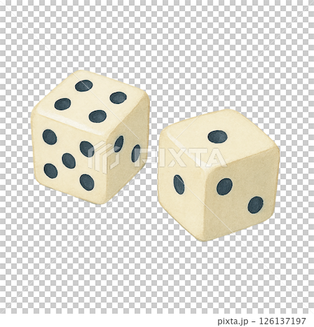 水彩風 サイコロのイラスト 126137197