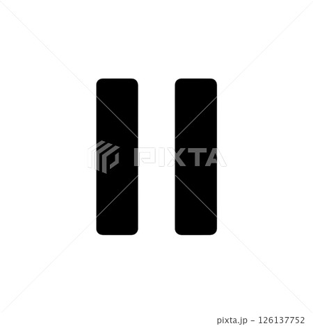 一時停止アイコンの線画イラスト、素材、アイコン、シンプル、背景なし 126137752