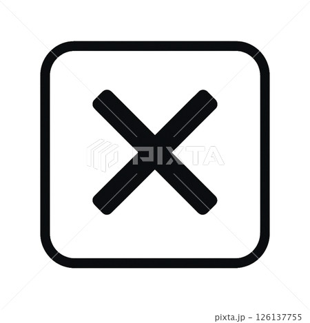 バツ印の線画イラスト、素材、アイコン、シンプル、背景なし 126137755
