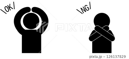 OKとNGを表現するピクトグラム 126137829