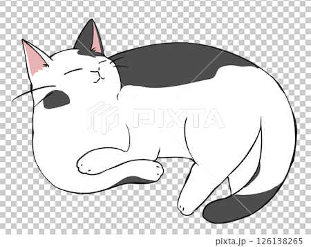 白黒猫 ひじおき 126138265
