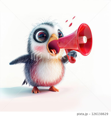 A confused penguin, holding a megaphone A confused penguin, holding a megaphone 126138629