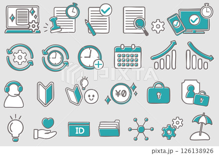 総務系 労務管理 勤怠管理 手書きのイラスト・アイコンセット 総務系 労務管理 勤怠管理 手書きのイラスト・アイコンセット 126138926