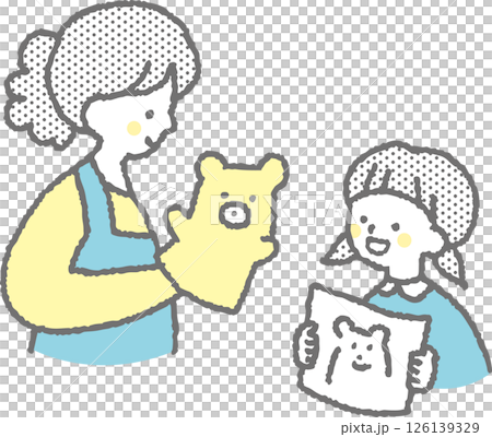 子供と遊ぶ保育士 126139329