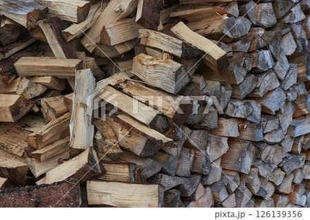 Wood Log Pile Closeup Wood Log Pile Closeup 126139356