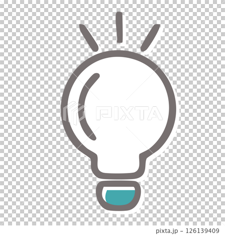 かわいい白色電球のシンプル・手書きのアイコンイラスト 126139409