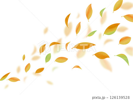 紅葉した葉っぱが舞う秋の背景素材 126139528
